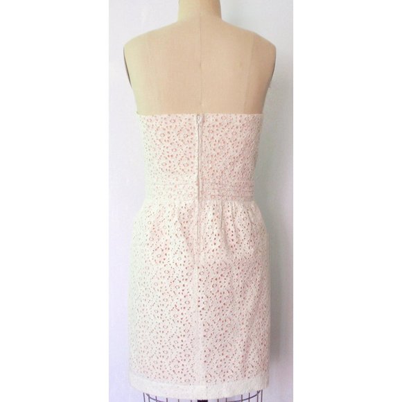HOST PICK ❤️ UO WHITE PINK COTTON EYELET SWEETHEART STRAPLESS DRESS 12 NWT - Picture 11 of 12